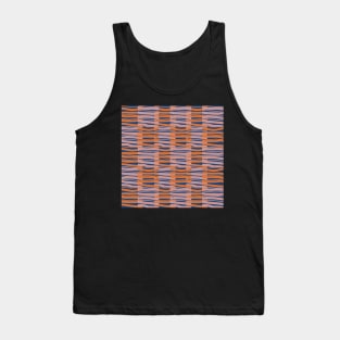 Contemporary Retro Orange Pink Blue Abstract Fibres Pattern Tank Top